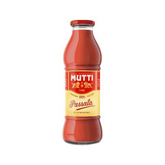 Mutti Passata di Pomodoro 700 g, bottiglia di vetro con tappo rosso ed etichetta gialla