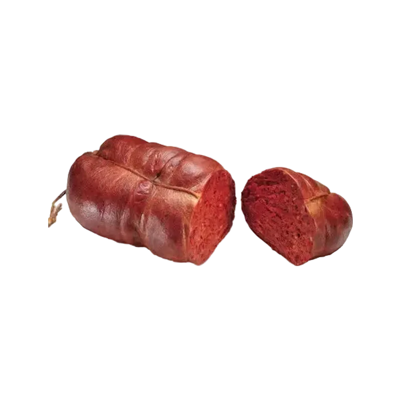 Nduja Calabrese uit Spilinga 350 g, heel stuk in de darm en doorgesneden helft