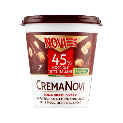 Novi Crema Spalmabile alle Nocciole 200 g, vasetto con bollino 45% nocciole tutte italiane
