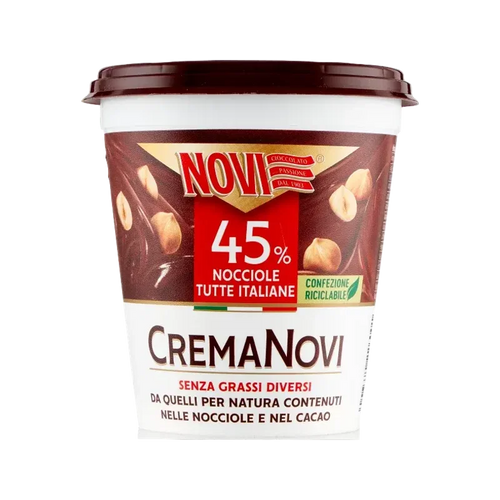 Novi Crema Spalmabile hazelnootpasta 200 g, potje met sticker 45% Italiaanse hazelnoten