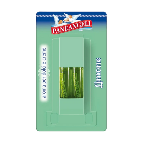 Paneangeli Aroma Limone 4 ml, blister verde acqua con due fialette di vetro