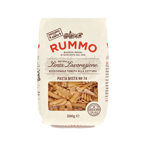 Rummo Pasta Mista N°74 500 g, pacco avorio con finestra sui formati corti misti