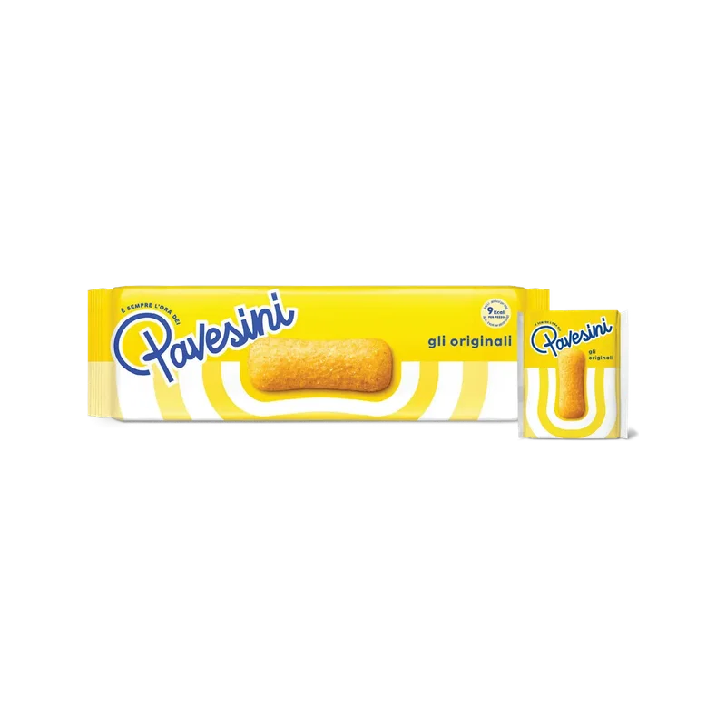 Pavesi Pavesini Classici 200 g, geel pak met dunne koekjes en verspakje
