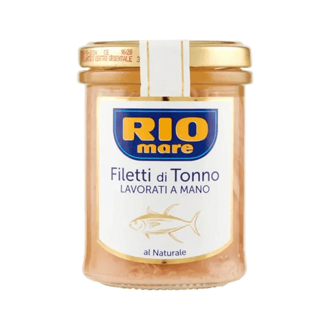 Rio Mare Filetti di Tonno al Naturale 180 g, vasetto di vetro con etichetta bianca