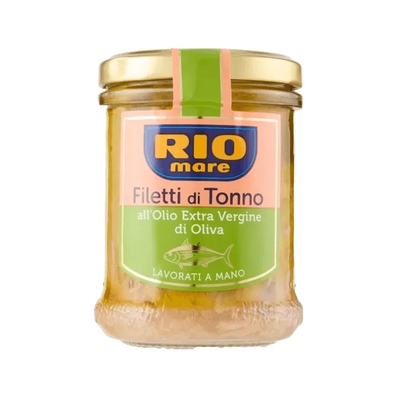 Rio Mare tonijnfilets in extra vierge olijfolie 180 g, glazen pot met groen etiket