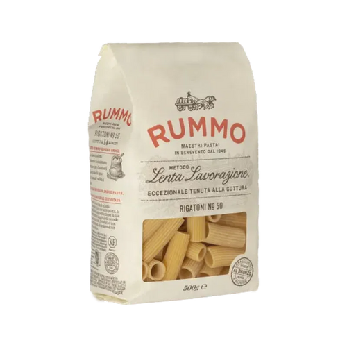 Rummo Rigatoni N°50 500 g, pacco avorio con sigillo trafilata al bronzo