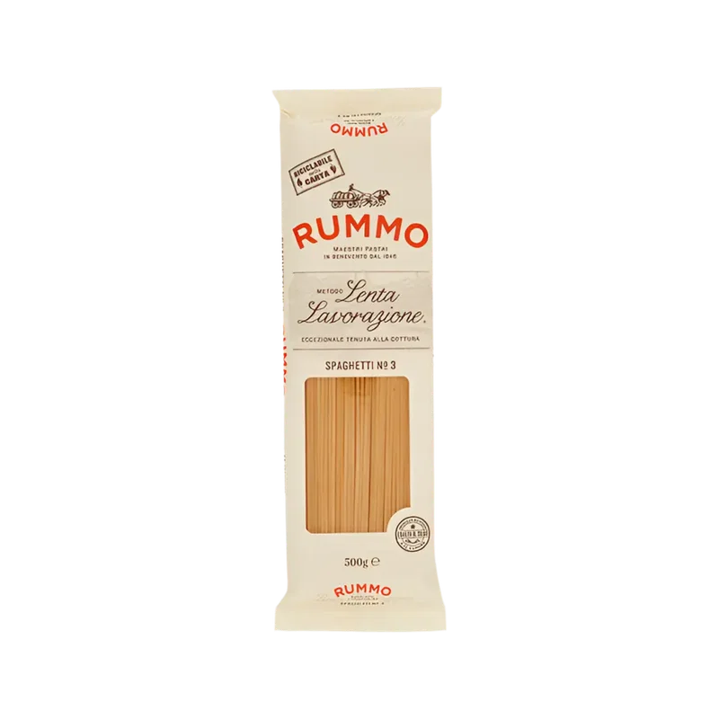 Rummo Spaghetti N°3 500 g, pacco avorio con finestra sugli spaghetti