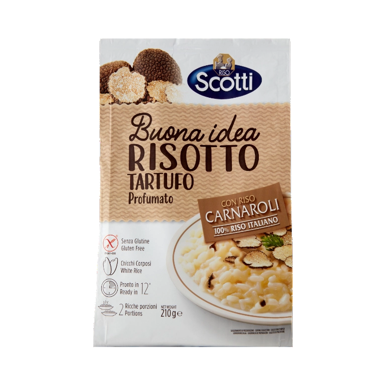 Scotti Risotto al Tartufo 210g – Con Riso Carnaroli 100% Italiano - Risotti pronti - Scotti