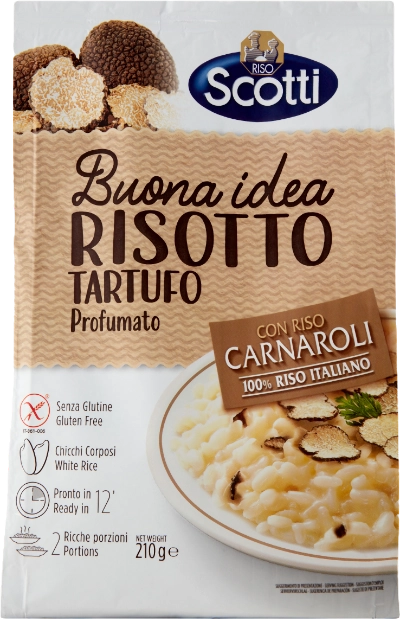 Scotti Risotto al Tartufo 210g – Con Riso Carnaroli 100% Italiano - Risotti pronti - Scotti