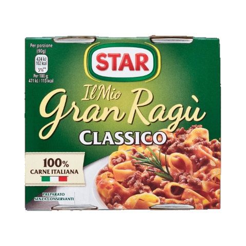 Star Gran Ragù Classico 2 x 180 g, confezione doppia di sugo di carne pronto