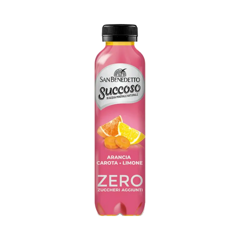 San Benedetto Succoso Zero ACE 400 ml, bottiglia PET rosa con arancia e carota in etichetta