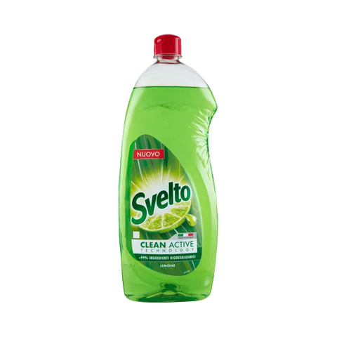 Svelto Detersivo per Piatti al Limone 980 ml, flacone verde con tappo rosso e Clean Active Technology
