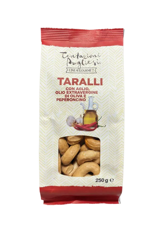 Tarallini con Aglio, Olio Extravergine di Oliva e Peperoncino 250 g – Tentazioni Pugliesi