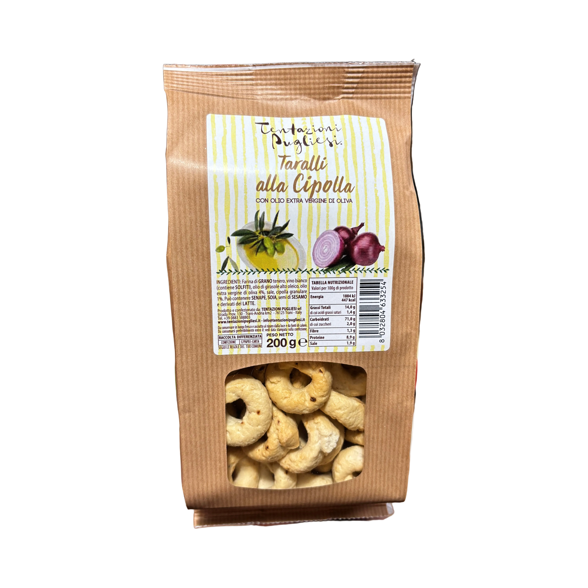 Tarallini Pugliesi alla Cipolla 200 gr - Tentazioni Pugliesi - Snacks Salati - Tentazioni Pugliesi