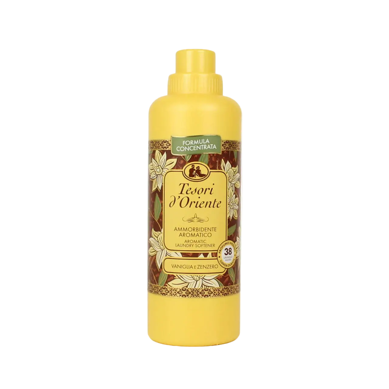 Tesori d'Oriente Wasverzachter Vaniglia e Zenzero 760 ml, gele fles met bloemendecor
