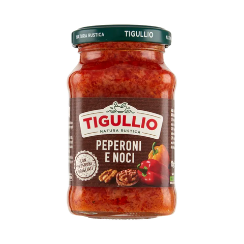 Tigullio Pesto Peperoni e Noci 185 g, vasetto di vetro con pesto di peperoni grigliati