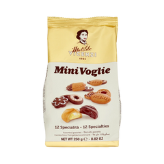 Matilde Vicenzi MiniVoglie Assortite 250 g, sacchetto dorato con i pasticcini in primo piano