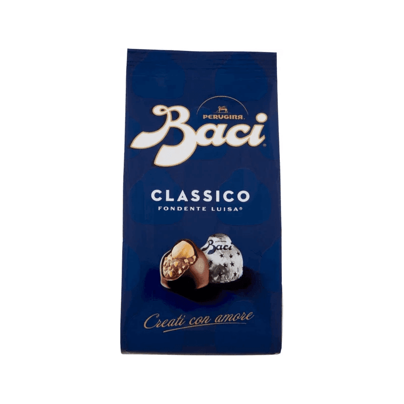 Baci Perugina Classico Fondente Luisa 125 g, blauw zakje met praline en briefje