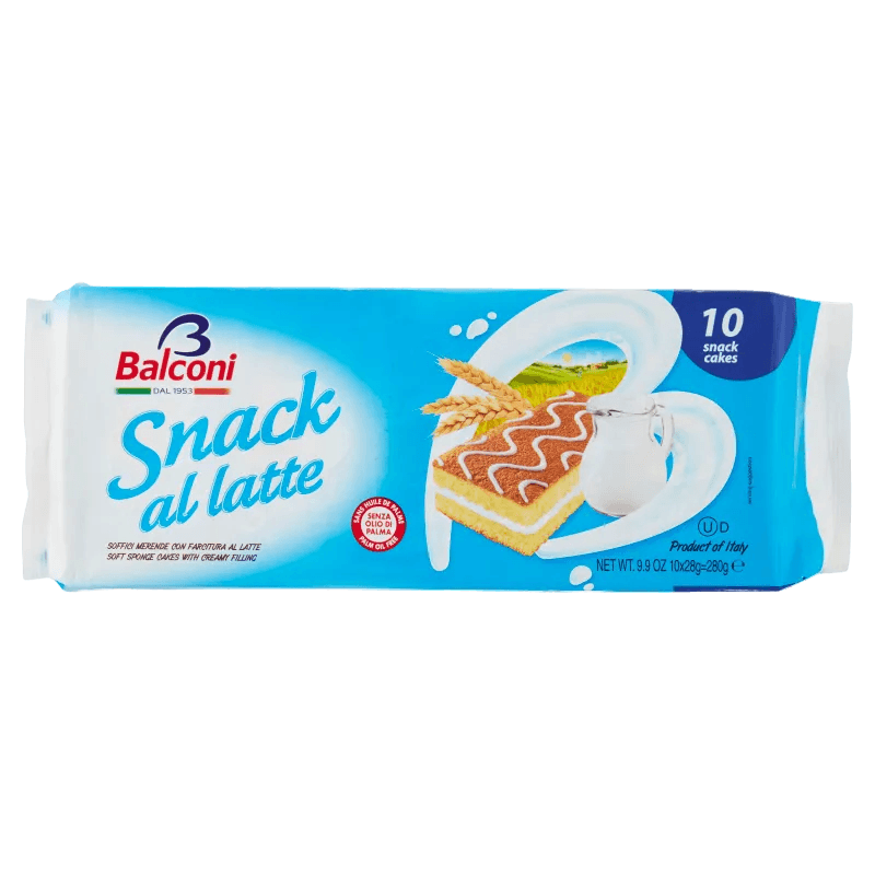 Balconi Snack al Latte 280 g, zachte cakejes gevuld met melkcrème