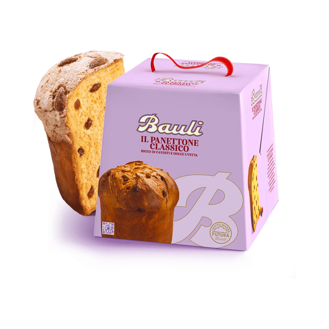 Bauli Il Panettone Classico 700 g, scatola lilla con panettone con uvetta e canditi