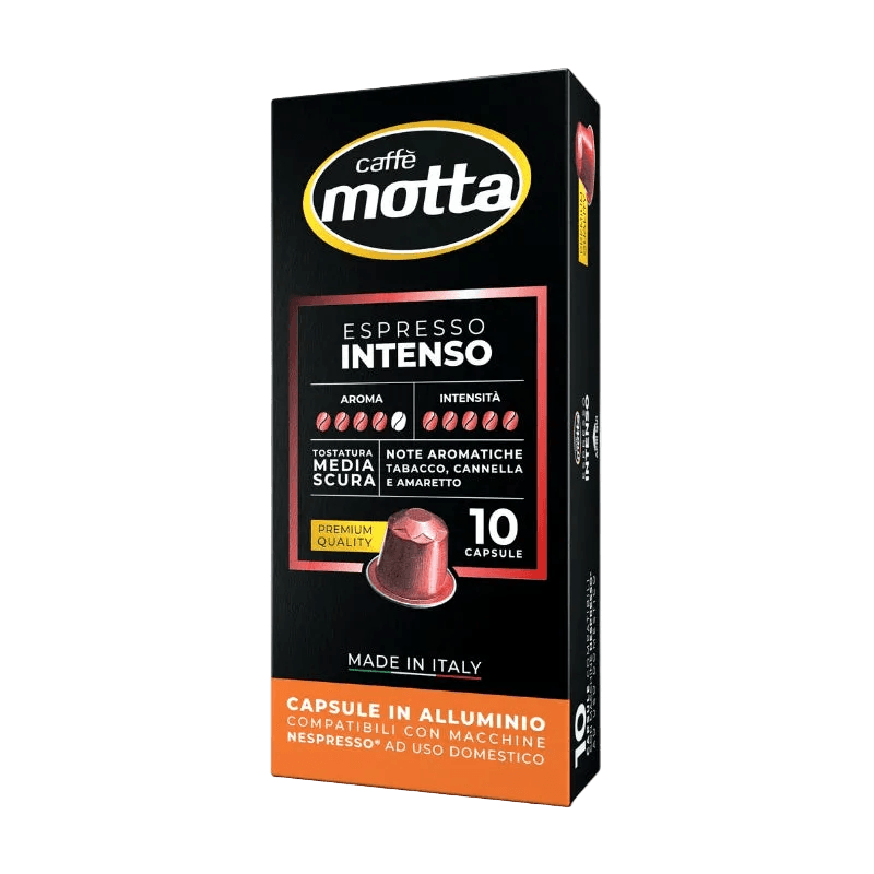Caffè Motta Espresso Intenso 10 cups, zwart doosje met rood kader