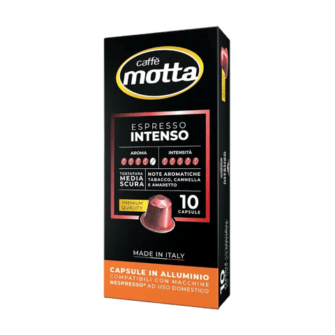 Caffè Motta Espresso Intenso 10 capsule, astuccio nero con riquadro rosso