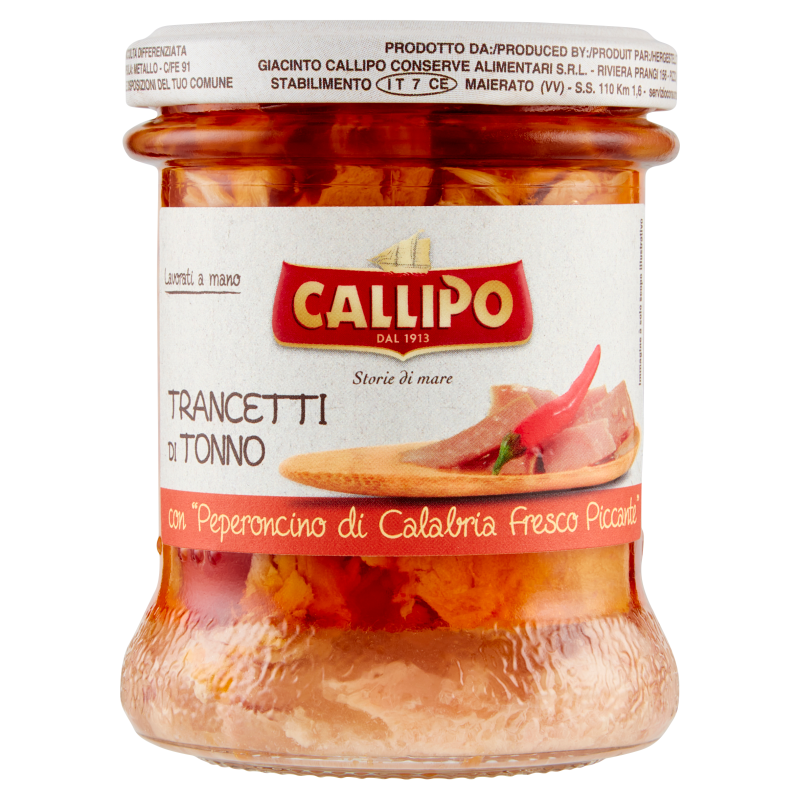 Callipo Trancetti di Tonno in Olio con Peperoncino di Calabria - 170 gr - Tonno ed Acciughe - Callipo