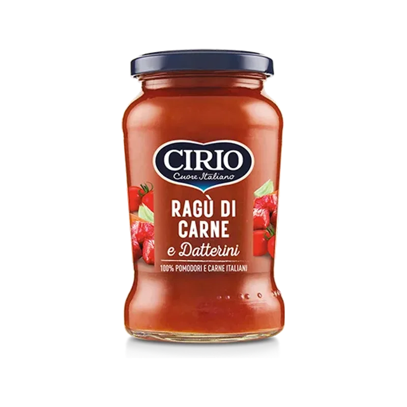 Cirio ragù van vlees met datterini 190 g, glazen potje met ragù van Italiaans vlees