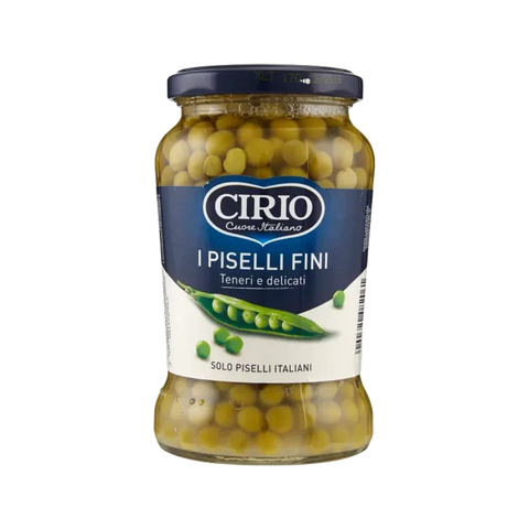 Cirio Piselli Fini Italiani 370 g, vaso di vetro con piselli teneri e delicati
