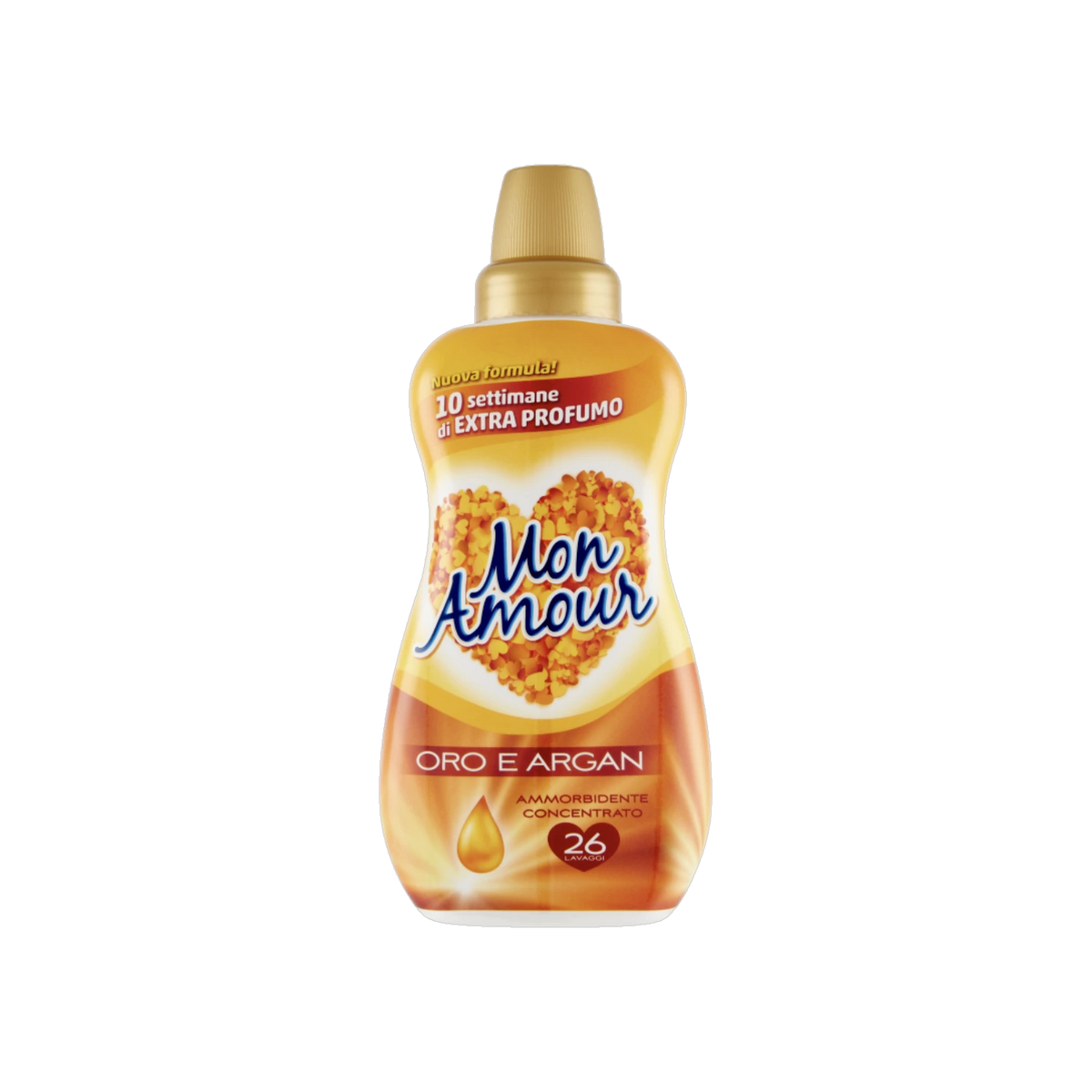 Felce Azzurra Mon Amour Ammorbidente Oro Argan 650 ml, flacone dorato con tappo oro