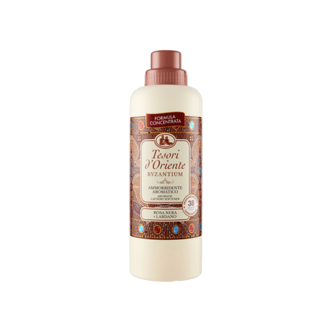 Tesori d'Oriente Ammorbidente Byzantium 760 ml, flacone bianco con etichetta dorata