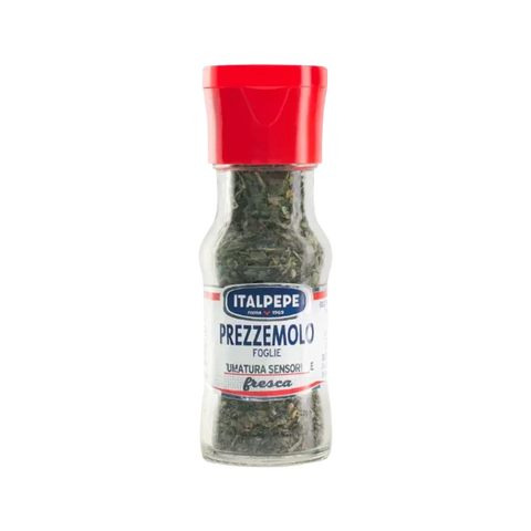 Italpepe Prezzemolo in Foglie 8 g, barattolo di vetro con tappo rosso e foglie verdi essiccate