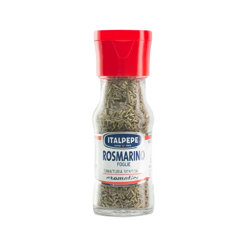 Italpepe Rosmarino in Foglie 18 g, vasetto di vetro con foglie aghiformi e tappo rosso