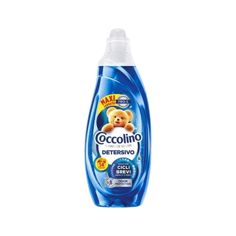Coccolino Wonder Wash Detersivo Odor Protection 2,16 L, blauwe fles vloeibaar wasmiddel voor 54 wasbeurten