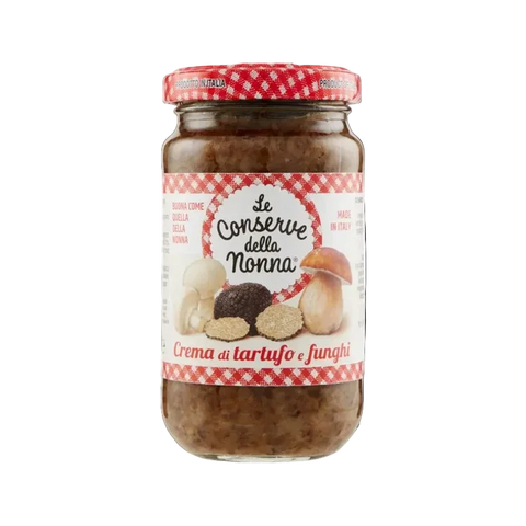 Le Conserve della Nonna Crema di Tartufo e Funghi 190 g, vasetto in vetro con champignon e tartufo in etichetta