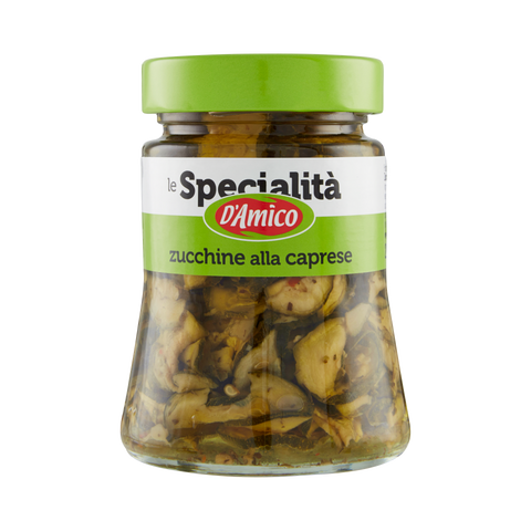 D'Amico Zucchine alla Caprese 280 g, vaso di vetro con zucchine a fette sott'olio