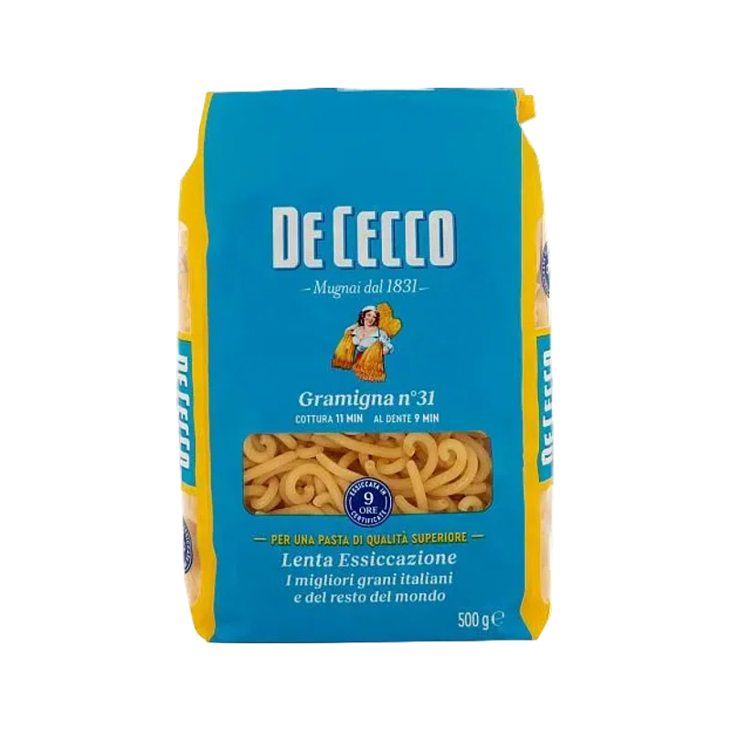 De Cecco Gramigna n. 31 500 g, korte gekrulde pasta van griesmeel