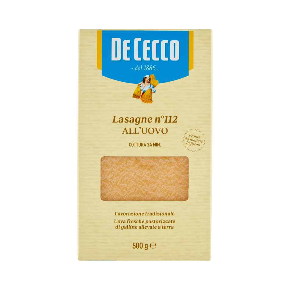 De Cecco Lasagne all'Uovo n. 112 500 g, sfoglie pronte da infornare