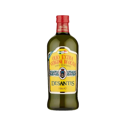 Desantis Olio Extra Vergine di Oliva 100% Italiano 1 L, bottiglia di vetro con capsula rossa