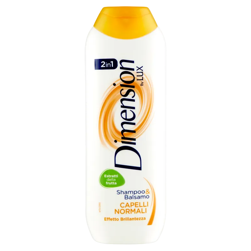 Dimension shampoo en conditioner 2 in 1 normaal haar 250 ml, witte fles met oranje dop