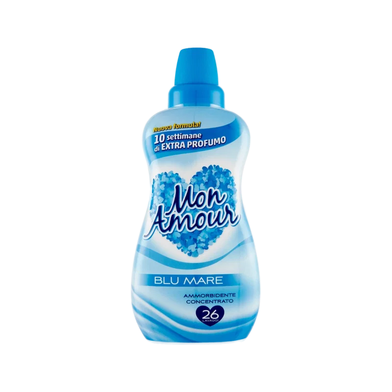 Felce Azzurra Mon Amour Wasverzachter Blu Mare 650 ml, lichtblauwe geconcentreerde fles