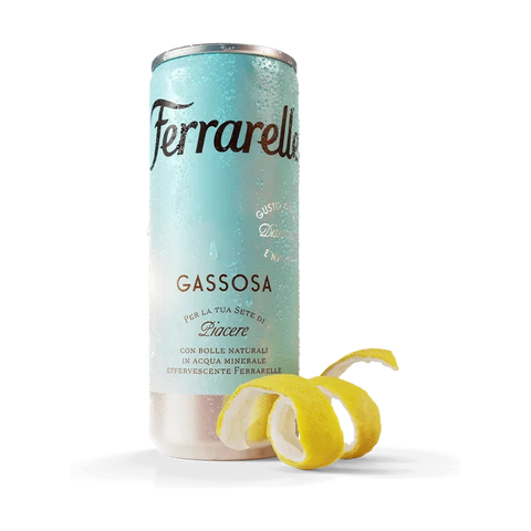Ferrarelle Gassosa 250 ml, lattina slim azzurra