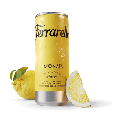 Ferrarelle Limonata 250 ml, lattina slim gialla con limone