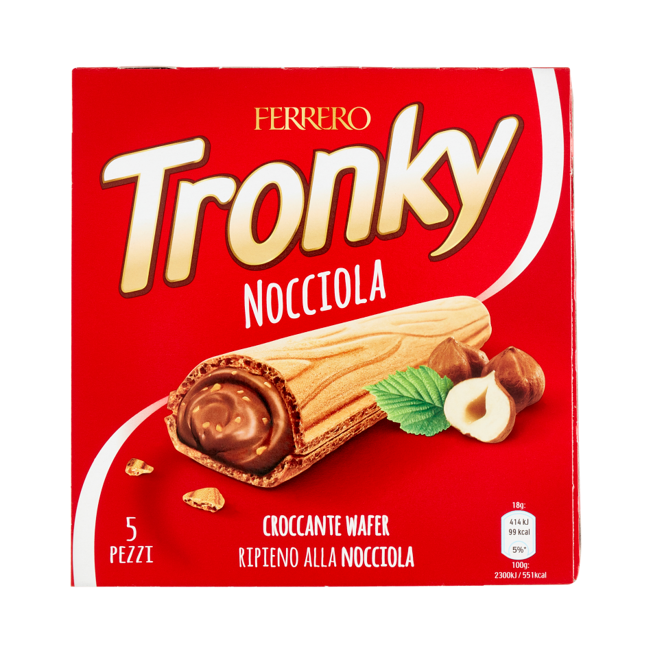 Ferrero Tronky Nocciola 90 g, rood doosje met 5 wafels met hazelnootvulling