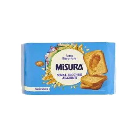 Misura Fette Biscottate Dolcesenza 320 g, confezione azzurra con fette dorate