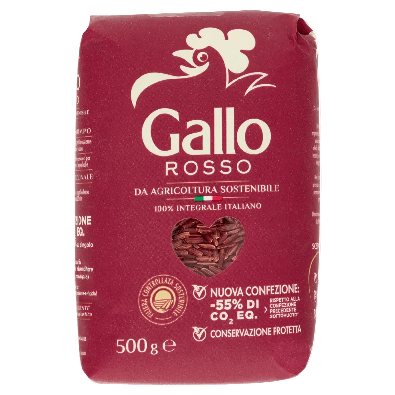 Gallo Riso Rosso Integrale 500 g, sacchetto di riso rosso italiano