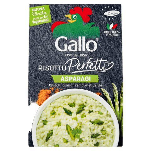 Gallo Risotto Perfetto agli Asparagi 175 g, astuccio con risotto verde agli asparagi