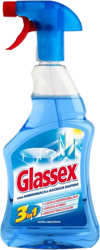 Glassex Detergente Spray Vetri e Multiuso con Ammoniaca e Asciuga Rapido 500 ml