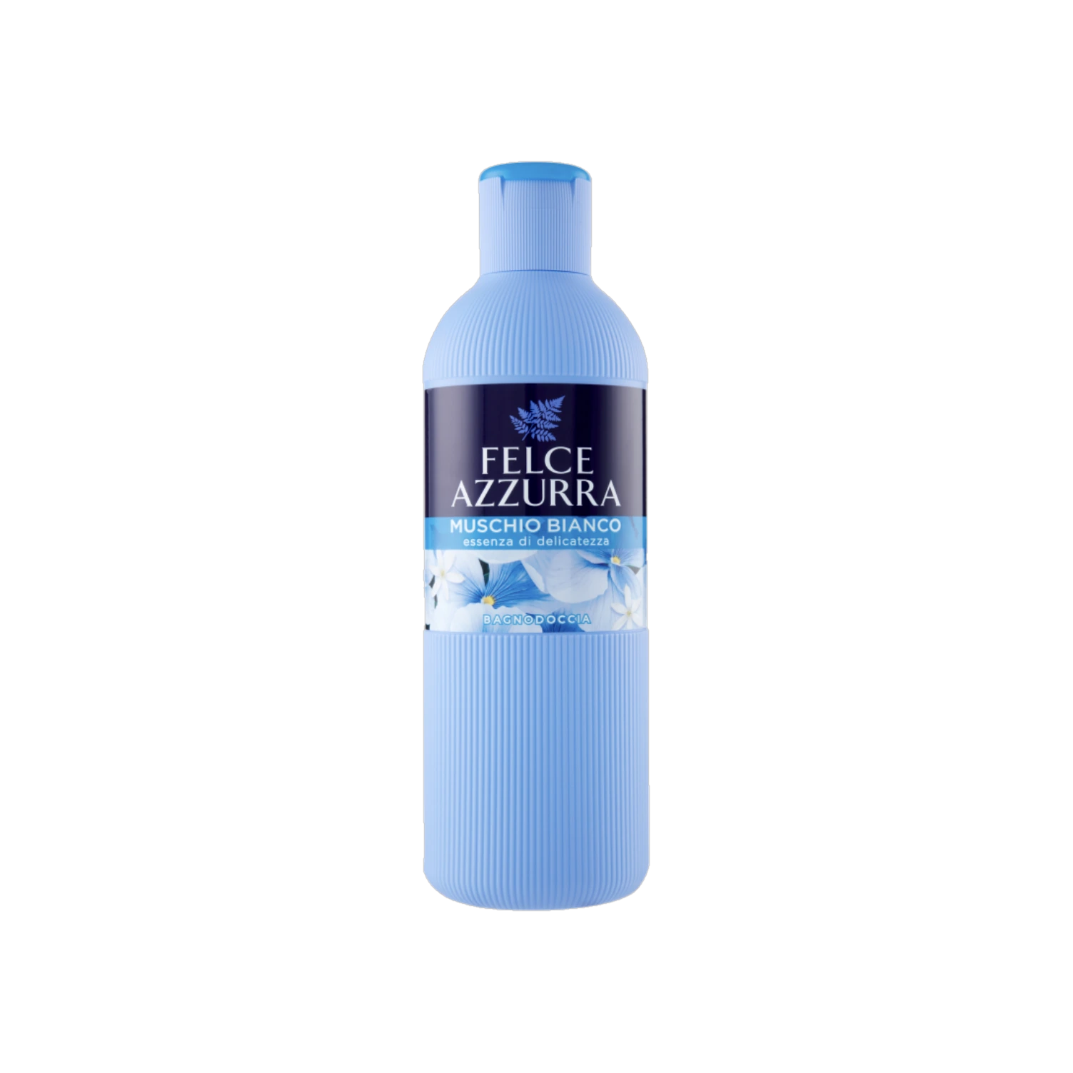 Felce Azzurra Muschio Bianco douchegel 650 ml, lichtblauwe flacon met blauw etiket