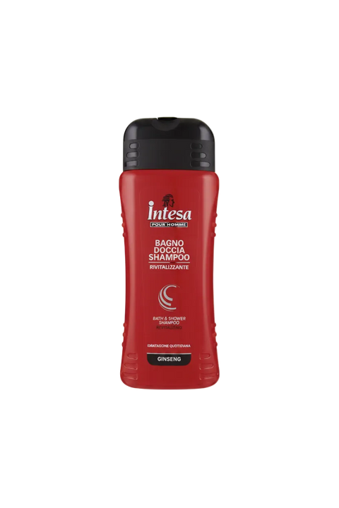 Intesa Pour Homme Bagno Doccia Shampoo Ginseng 500 ml, flacone due in uno per corpo e capelli